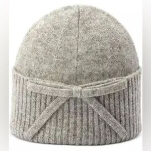 Kate Spade Gray Wool Bow Beanie